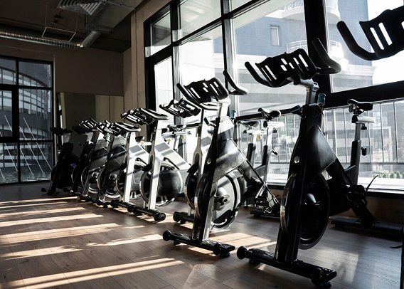 Велотренажеры в спортивном зале
